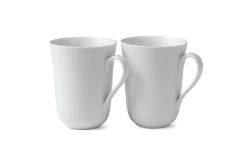 Royal Copenhagen hvid riflet krus 33cl 2 stk